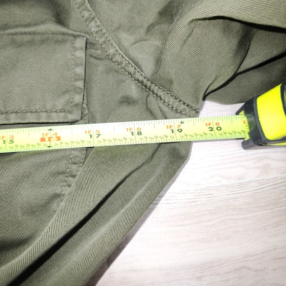 J CREW M Jacket Cropped Fatigue Army Olive‎ Flared Waist W/Tie A Line Cotton - Picture 6 of 8